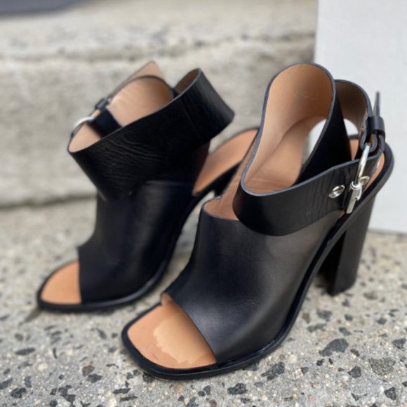 Celine Peep Toe Sandal Size 40.5 Shoe Leather - Picture 10 of 12